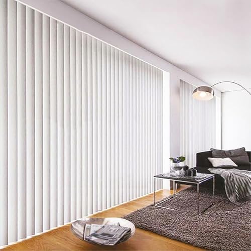 LRYELWA Vertikaljalousie Lamellenvorhang Nach Maß Blickdicht Jalousie lichtdurchlässig Tür Fenster Lamellen Rollo Schiebegardine Flächenvorhang Weiß,Anpassbare,Breite x Höhe (50cm x 250cm)