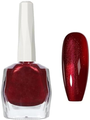 Sparkling Red Pearlescent Nail Polish - Quick Dry, High Gloss & Pigmented Cherry Color, Long-Lasting with No UV Lamp Needed - 12ML Perfect for Women
