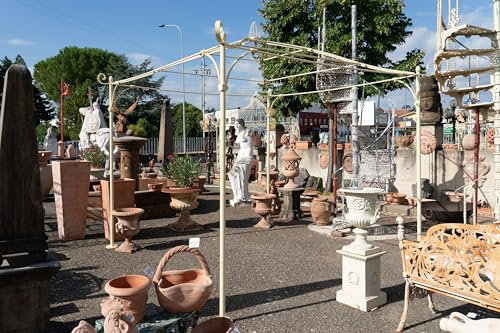 Biscottini Iron Garden Pergola L350XPR350XH330 cm - Heavy Duty Outdoor Gazebo - Garden Pergola - Shabby Wrought Iron Canopy - Iron Gazebo