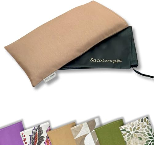 Wärmekissen für Mikrowelle, 30 x 15 cm, doppelte Verwendung, kalt oder warm, natürliche Schmerzlinderung, Füllung mit Rosmarin, Weizen und Lavendel, Farbe Wheat, mit wasserdichter Tasche SACOTERAPIA