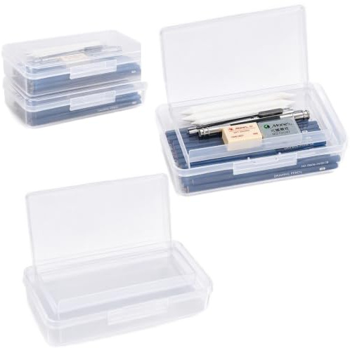 2 Stück Stiftebox Transparent Sortierbox Aufbewahrungsbox Stifte Boxen Aufbewahrung 20 x 12 x 6cm Durchsichtige Organisationsboxen Ordnungsboxen für Stifte Pencil Box für Schule Buntstifte