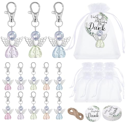 35er Set Gastgeschenke, Schutzengel mit Organzasäckchen Geschenkanhänger | Schutzengel Anhänger Gastgeschenke Hochzeit Geburtstag Taufe Weihnachten Advent