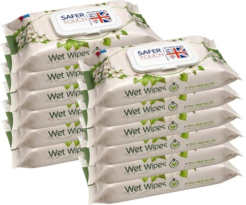 Big Dealz Safer Touch Wet Wipes, Jasmine Scented, 960 Wipes (80 x 12 Packs) | Gentle Water-Based Face & Makeup