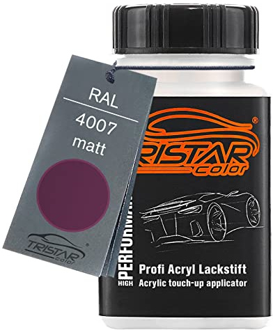 TRISTARcolor RAL 4007 Purpurviolett matt Lackstift | Lackfläschchen mit Pinsel, 50 ml, schnelltrocknend
