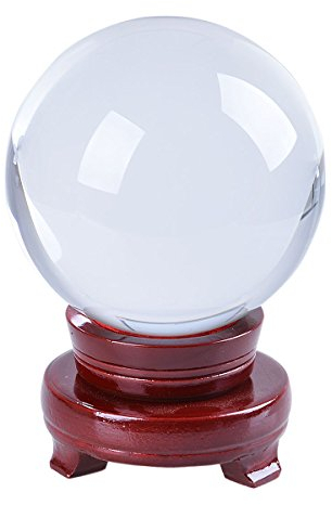 LONGWIN Bola grande de adivinación de cristal de 120 mm, accesorios de fotografía, soporte de madera
