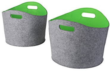 Kamino Flam Allzweckkörbe-Set 2tlg. aus gefilzten Kunststofffasern, Kaminholzkörbe in Grau-Grün, Aufbewahrungskörbe mit zwei Henkeln, Transportkörbe in 2 Größen