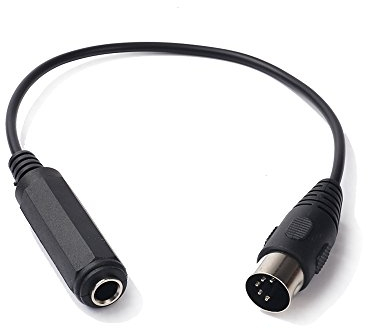 SiYear 6.35mm TRS Hembra a MIDI 5-pin macho Cable de audio estéreo, para salida de audio de micrófono, expansión de audio estéreo, teclado MIDI, piano