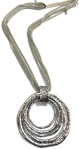 Lagenlook Halskette / Anhänger mit mehreren silberfarbenen Ringen, Modeschmuck