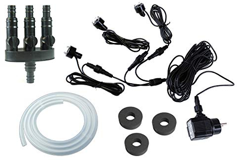 Arnusa 3er Springbrunnen Beleuchtung (Kalt-Weiß) Quellsteinbeleuchtung Schlauchverteiler und Schlauch LED Ring Brunnenbeleuchtung