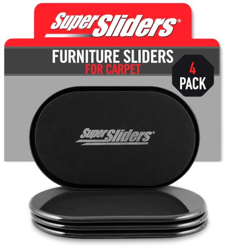 Super Sliders Ovale Möbelgleiter, strapazierfähig, für Sofas, Betten und schwere Möbel, wiederverwendbar, schwarz, 4 Stück
