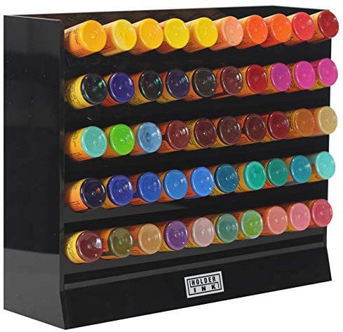 Holder Ink Acrylic Vertical Display Stand Organizer For 1 oz. Tattoo Ink Bottles. Keeps Your Items Organized, Secured and Ready to use. (Black)