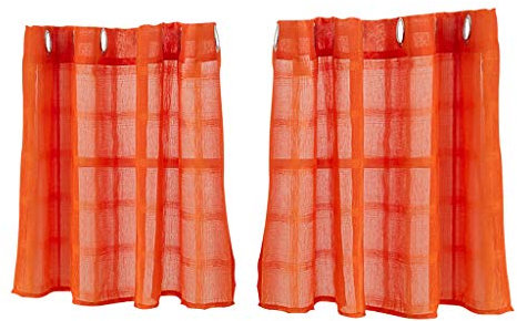 PETSOLA 2 Unids Pannelli Tende Corte per Piccola Finestra Drappeggio Oscurante - Arancione 74x61cm