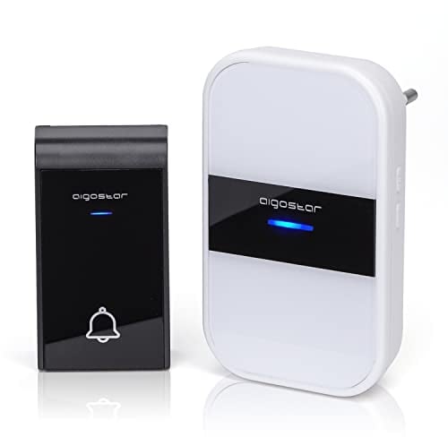 Aigostar Dong AC - Timbre inalámbrico, Timbre de Puerta con Indicadores LED, Resistente al Agua, 36 Melodías, 3 Niveles de Volumen, Timbre para Ancianos, Casa, Oficina (1 Receptor y 1 Transmisor)