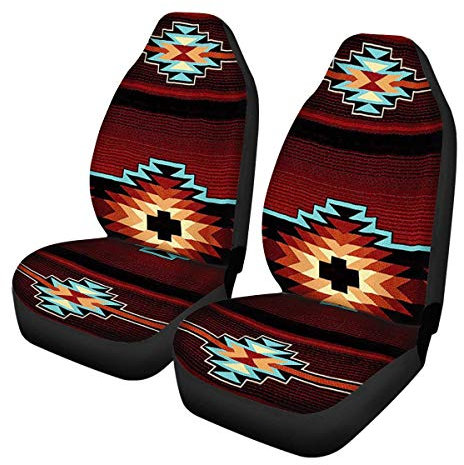 TOADDMOS Universal-Vordersitzbezüge, Südwest-Design, Navajo-Druck, 2 Stück, Fahrzeugsitzschoner für die meisten Autos, Limousinen, SUV oder Van