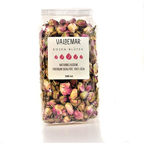 Valdemar Manufaktur edible premium PINK-ROSE-buds whole, 500ml - HANDPACKED in Germany