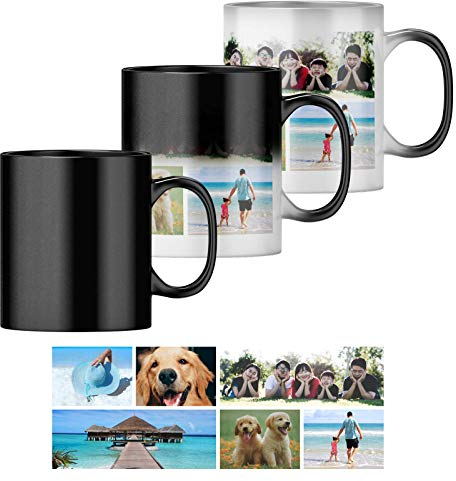 Personalised Heat Change Mug with Six Photo Collage (11oz) Personalise 6 Photos. Magic Heat Collage Photo Mug Gift