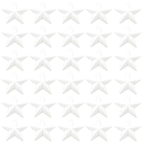 TOYANDONA 30 Weiße Schaumstoff Pentagramme 6, 5cm Bastelmaterial für Kinder | Weiße Schaumkugeln zum Basteln, 30 Stück, Schaumstoff, für Hochzeit und Clubdekoration
