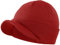 Magracy Unisex Herren Warm Visor Beanie Outdoor Doppelstrickmütze mit Schirm Wintermütze Gr. Einheitsgröße, rot