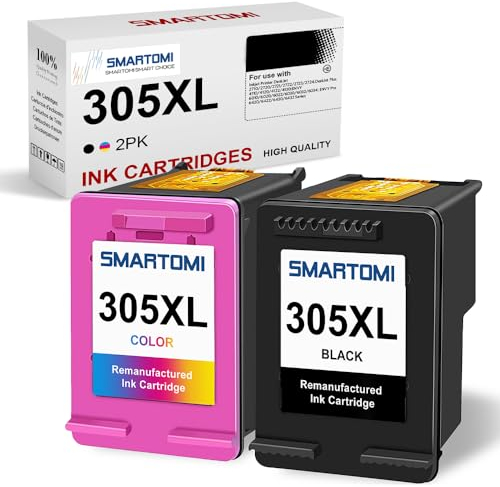 SMARTOMI 305XL Druckerpatronen Ersatz für HP 305XL Multipack Wiederaufbereitete Tintenpatronen für HP DeskJet 2710 2720 2720e DeskJet Plus 4120 Envy 6010 6020 6030 6032 Envy Pro 6420 (Schwarz,Farbe)