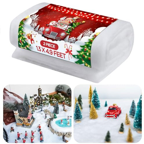 Skylety Weihnachten Schneedecke Rolle Gefälschte Indoor Schnee Dekoration Decke Künstliche Schneedecken für Weihnachten Dorf Wand Dekorationen (2, 1,3 x 4,9 Feet)