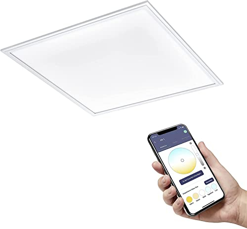 EGLO connect.z Smart-Home LED Panel Salobrena-Z, L x B 59,5 cm, ZigBee, App und Sprachsteuerung Alexa, Lichtfarbe einstellbar (warmweiß-kaltweiß), dimmbar, Alu Deckenlampe weiß