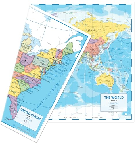 Weltkarten-Poster für die Wand – 84 x 60 cm große Wandkarte der Welt – Weltkarte Wandkunst Atlas – Karte von Europa Reisekarte – Klassenzimmer oder Geographie Geschenk