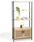 VonHaus Rattan Bookcase - Tall Bookshelf with Doors for Living Room - Large Light Wood Effect Shelving Unit w/ 3 Open Shelves & Wicker Storage Cupboard - Industrial Scandi Style for Lounge - Lena