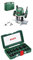 Bosch Oberfräse POF 1400 ACE (3 x Spannzange, Fräser, Parallelanschlag, Absaugadapter, Koffer) + 15tlg. Hartmetall Fräser Set (für Holz, 1/4 Zoll Schaft)