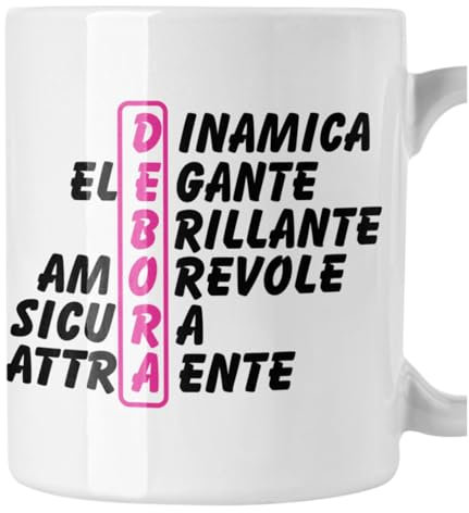 bubbleshirt Tazza Mug divertente con nome Debora e aggettivi simpatici Idea Regalo Compleanno Natale in ceramica