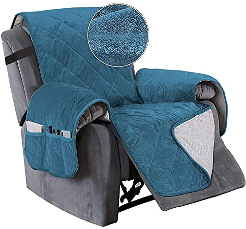 TAIXINT Sesselschoner für Fernsehsessel Relaxsessel,Relaxsessel mit Taschen Sesselauflage Sesselüberwurf, Wasserdicht Sesselschutz für Hunde Haustieren (Sessel (23in),Blaugrün)