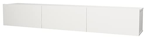 moebel17 Damla TV Lowboard hängend, grifflose Türen viel Stauraum 3 Fächer, Board für Wohnzimmer,Hängeboard Designerstück,180 x 29,5 x 29,5 cm, 8478 (Weiß)