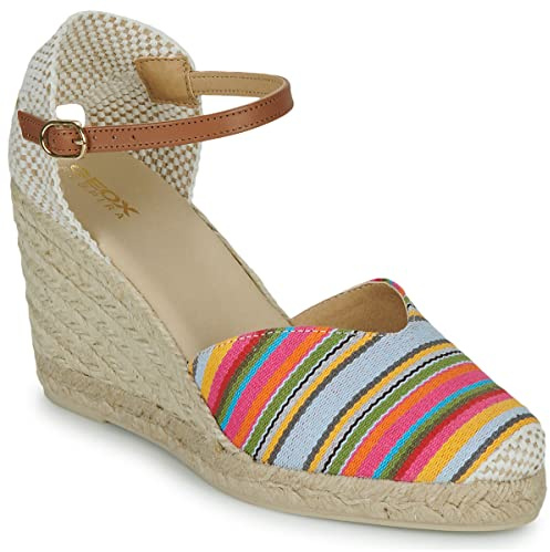 Geox Sandali da donna D Gelsa Espadrille Wedge, Cammello multicolore, 41 EU