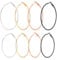 FANTESI 8 Pairs Big Hoop Earrings, Stainless Steel Hoop Earrings in Gold Plated Rose Gold Silver Black Colors for Women Girls