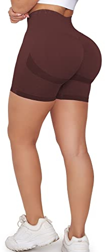 ZAAYO Scrunch Butt Sports Shorts F¨¹r Damen Push Up Booty Nahtlos Biker Yoga Fitness Gym Shorts Berry Red, Medium