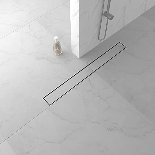 Bernkot Duschrinne 80cm Edelstahl 2 in 1 Befliesbar Duschablauf, Siphon mit Geruchsstop und Haarsieb, Ablaufrinne Bodenablauf Flach, Gebürstet