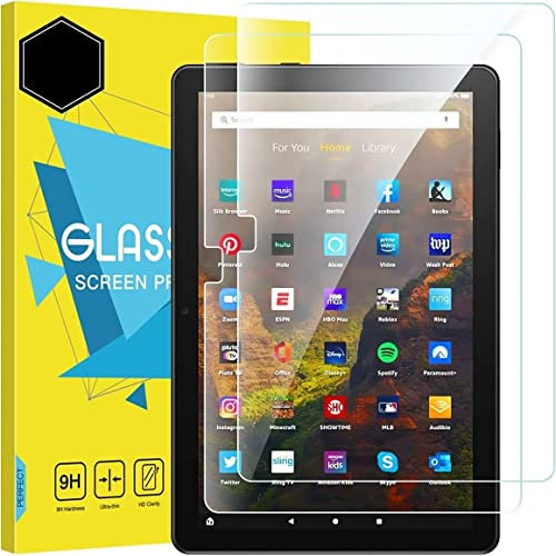 BNBUKLTD (2 Pack) Screen Protector Compatible Kindle Amazon Fire HD 10 2019/2021/Plus HD8 2020/2022 Glass Clear 9H Hardness (Fire HD 10 Plus 2021 11th Gen)