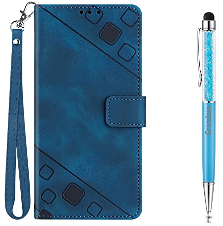 Grandoin Kompatibel mit iPod Touch 7/6/5 Hülle, Handyhülle Lederhülle Klappbar Flip Case Handytasche Stoßfeste Klapphülle Tasche Magnet Kartenfach Standfunktion Schutzhülle für iPod Touch 7/6/5 (Blau)