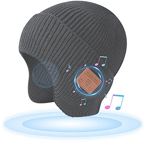 KENANLAN Winter Beanie Bluetooth Music Winter hat with Gifts Bluetooth Unisex Warm Earflap Hat Speakers Earflap Speakers Knitwear