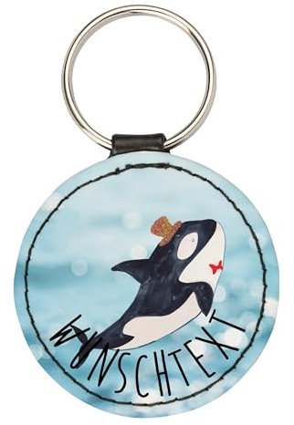 Mr. & Mrs. Panda Personalisierter Schlüsselanhänger Orca Zylinder - Personalisierte Geschenke, Schlüsselanhänger Für Kinder Mit Namen, Konfetti,