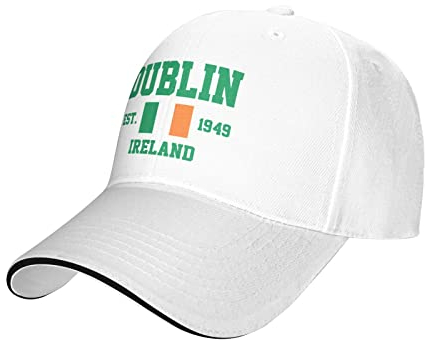 BAAROO Irland Est.1949 Dublin Mesh Baseball Cap Laufmütze Reise Hüte Outdoor Verstellbare Sommer Caps Weiß, #533, M/Einheitsgröße