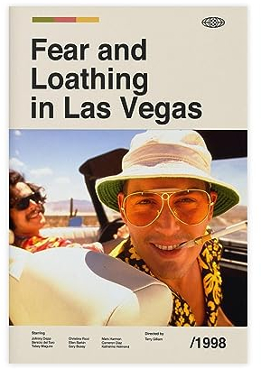 Filmposter Fear And Loathing in Las Vegas, Vintage-Stil, Schlafzimmer, Dekoration, Sport, Landschaft, Büro, Raumdekoration, Geschenk, ungerahmt, 30 x 45 cm