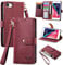 VEEMOS Zipper Wallet Case for Apple iPhone SE 2020 / SE 2022 5G / iPhone 7 / iPhone 8 Phone Case with Purse Card Holders RFID Blocking Leather Flip Case Book Cover Wrist Strap Women - Red