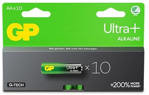 Batterie AA - Set da 10 | GP Ultra Plus | Pile Stilo AA Alcaline da 1,5V / LR06 - Lunga Durata