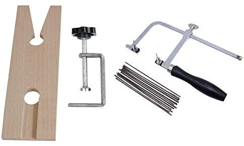 Littlecatch 1 juego de sierra profesional 3 en 1 para joyeros, herramientas de joyería, marco de sierra, 144 cuchillas, abrazadera de pasador de madera, sierra de afrontamiento, joyería de metal,