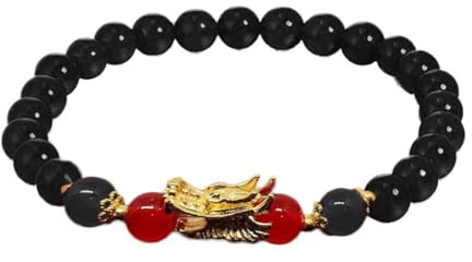 SHUZHENG 2024 New Year of Dragon Perlenarmband, handgefertigt, Kristall, Pi Yao, Drachen-Anhänger, chinesisches Sternzeichen, Feng Shui, Glücksamulett, Stretch-Armbänder, Keramik, Kein Edelstein
