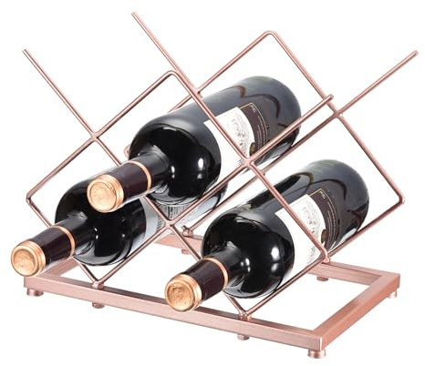 QUARKZMAN Thekenweinregal, Tischweinflaschenhalter für bis zu 5 Standardflaschen, freistehendes Weinregal für Weinkeller, Barschrank, Roségold