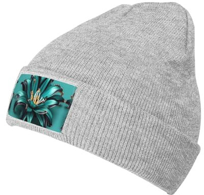 FRESQA Blaugrüne Lilie, Strickmütze, Unisex, Wolle, stilvolle Kappe für Erwachsene für Freizeit und Outdoor-Aktivitäten, Blaugrüne Lilie, Einheitsgröße