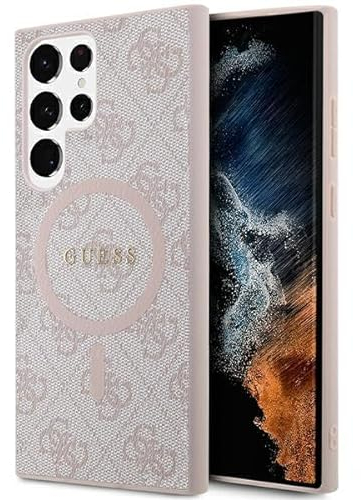Guess GUHMS24LG4GFRP Hülle für S24 Ultra S928 Rosa hardcase 4G Collection Leather Metal Logo