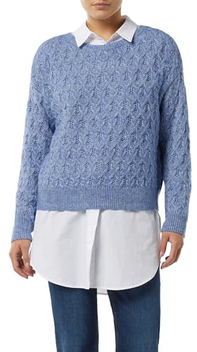 Comma Pullover mit Zopfmuster und Streifen