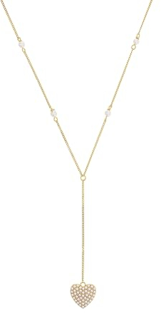 Amor Kette mit Anhänger 925 Sterling Silber Damen Sets, mit Glasperle, 47+3 cm, Weiß, Herz, Kommt in Schmuck Geschenk Box, 2038075
